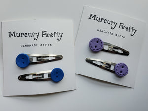 Button Hair Clips (Set of 2)