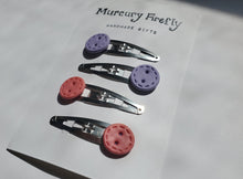 Load image into Gallery viewer, Button Hair Clips - Stitch design